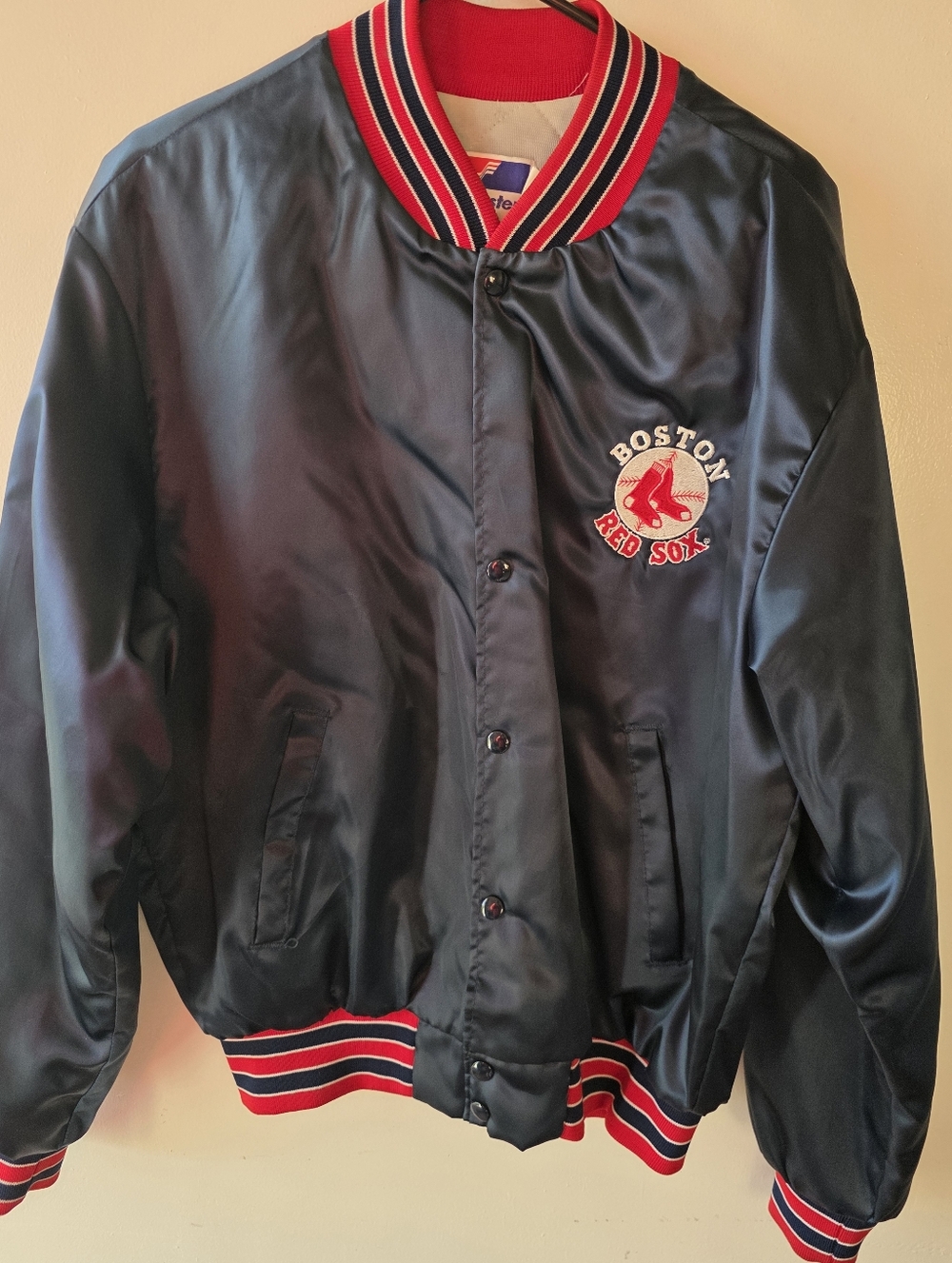 Swingster Vintage Boston Red Sox Satin Jacket Excellent Made in USA Large 1980s - Picture 1 of 12